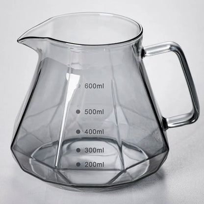 Leeseph Espresso Glass Carafe Coffee Pot, Pour Over Coffee Filter Kettle - 400ml 600ml Diamond Glass Coffee Sharing Pot