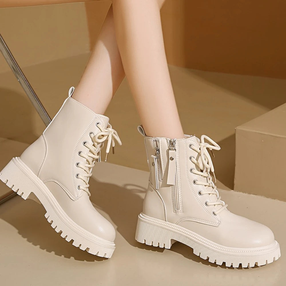 Sexy Elegant Winter Knight Boots New Solid Color Round Toe Velvet Warm Comfortable Fashionable Women's Ankle Boots