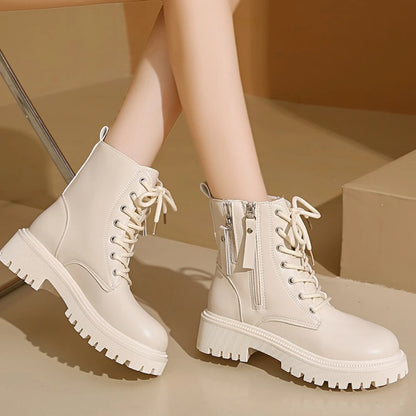 Sexy Elegant Winter Knight Boots New Solid Color Round Toe Velvet Warm Comfortable Fashionable Women's Ankle Boots