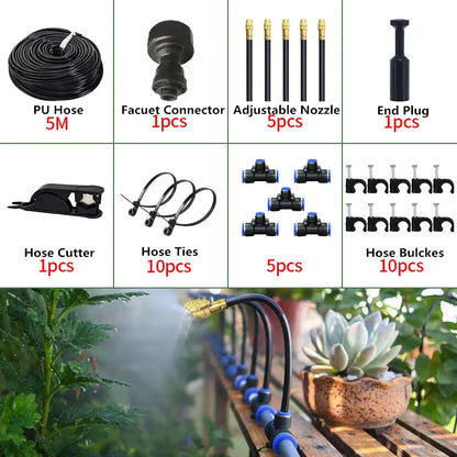 Automatic Sprayer System Patio Misting Cooling Adjustable Rotating Copper Atomizing Nozzle Nebulizer Sprinkler irrigation kit