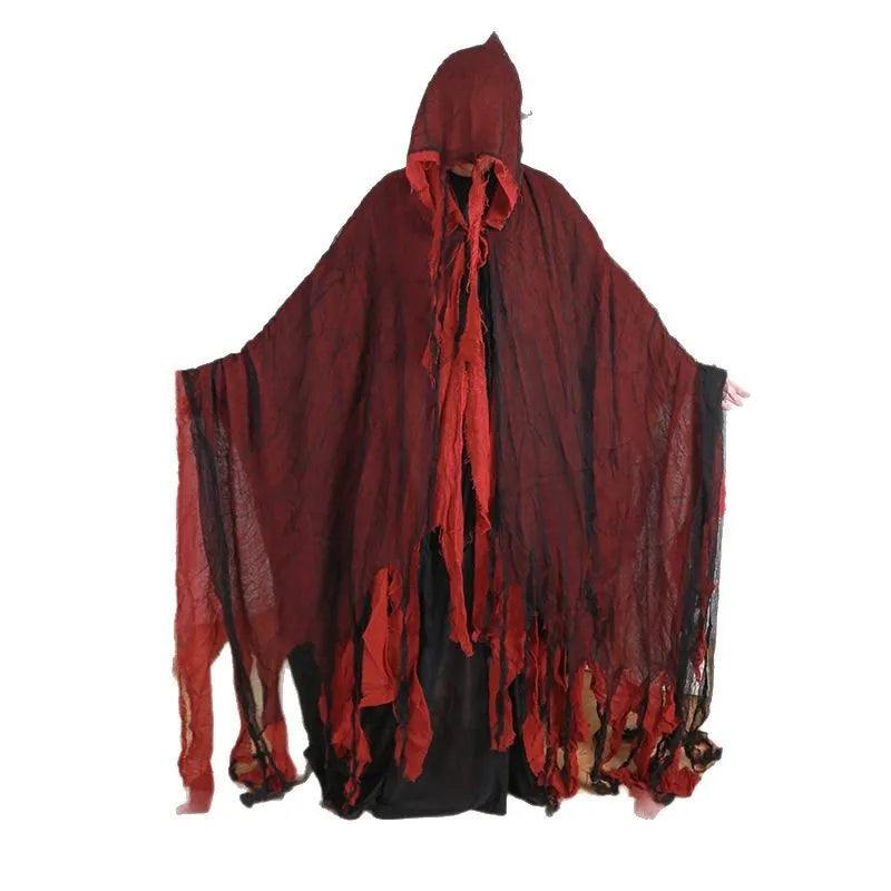 Halloween Hooded Cloak Medieval Renaissance Gothic Wizard Cape Grim Reaper Cosplay Costume for Adult Scythe Weapon Prop