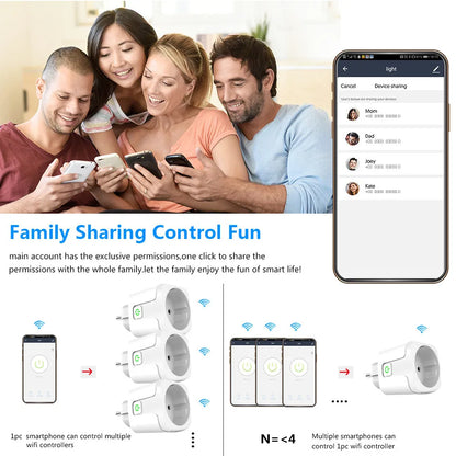 TUYA Smart Plug WiFi Socket EU 16A/20A With Power Monitor Timing Function Voice Control Works With Alexa Google Home