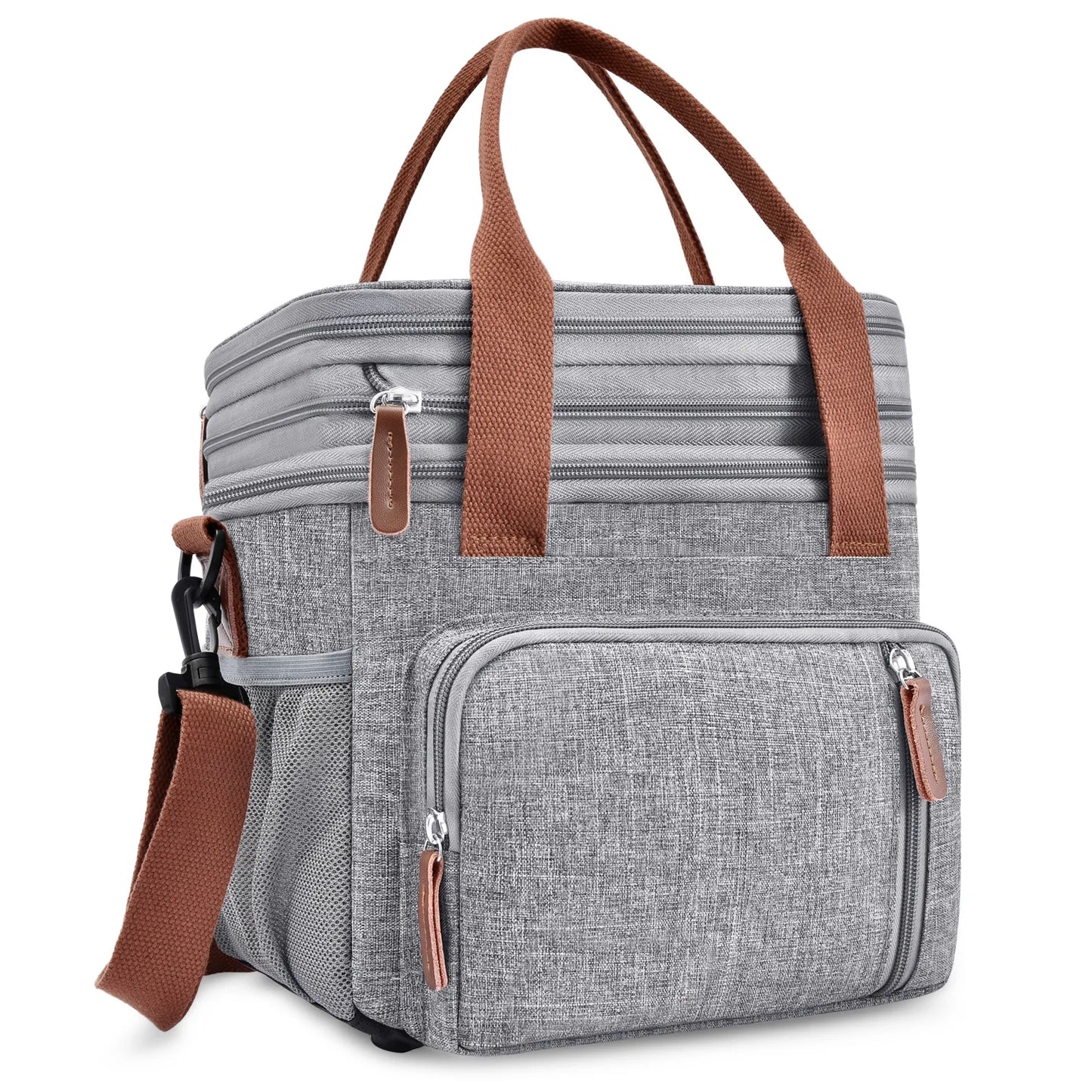 Fashion Double Layer Insulation Bento Lunch Bag Portable Large Capacity Picnic Cooler Ice Pack Waterproof Food Thermal Lunch Box