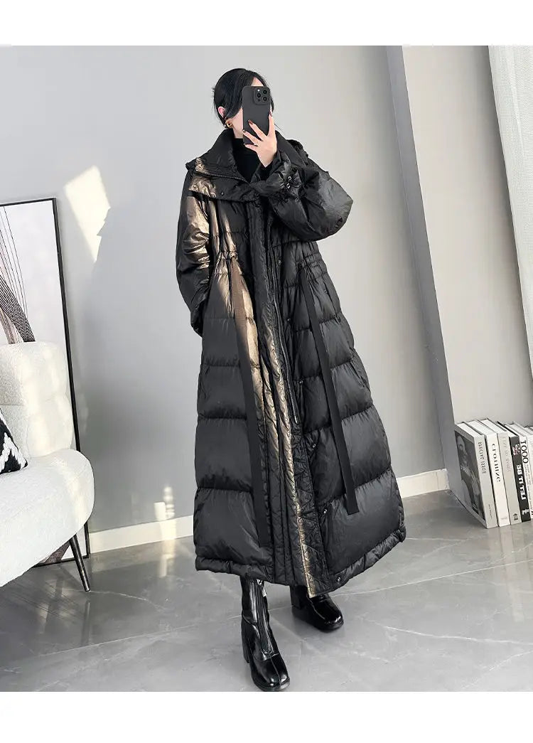 2025 New Women's Winter Black Down Jacket Women's Hooded White Duck Down Coat Windbreak Women Thicken Parker Overcoat