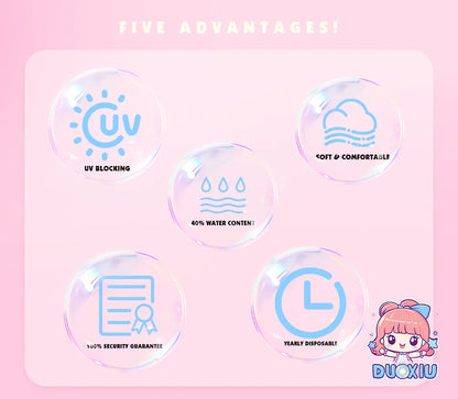DUOXIU Yearly 365days Soft Lenses Pink-Blue Fashion Pupil Style Myopia Colored Contact Lenses (1 Pair) Covers Brown Eyes