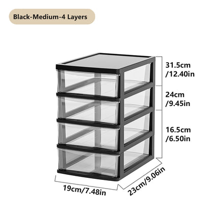 2-6Layers Medium Desktop Storage Box with Drawer Heightened Table Organizer Plastic Office storage cabinet  for home Stationery