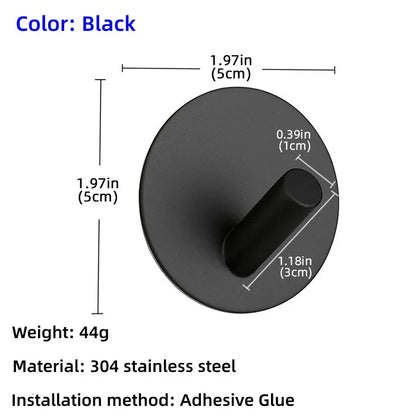High Quality 304 Stainless Steel Self Adhesive Hooks Shower Bath Hook Kitchen Hanger Bathroom Hook Household Wall Hanger