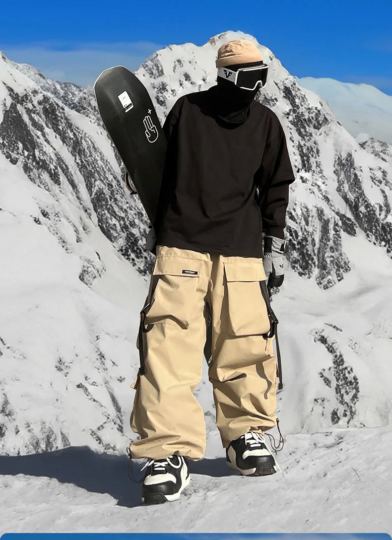 Men and Women's Oversized Ski Pants Waterproof Breathable Thermal Fleece Lining Snowboard Winter Overalls  Pants