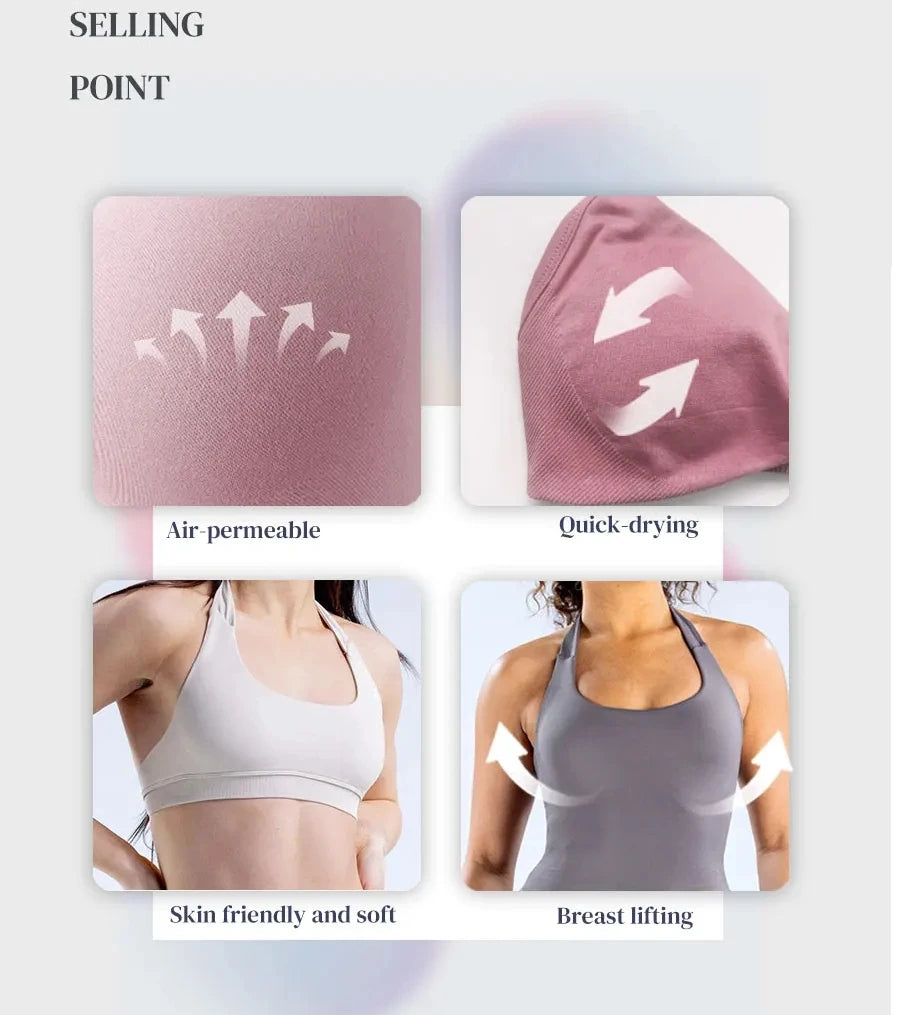 Yoga Gym Set Halter Top Set Yoga Leggings Shorts Set Backless Tights Bra Vest Seamless Stretch Ribbed Buttocks Lift Shorts Set