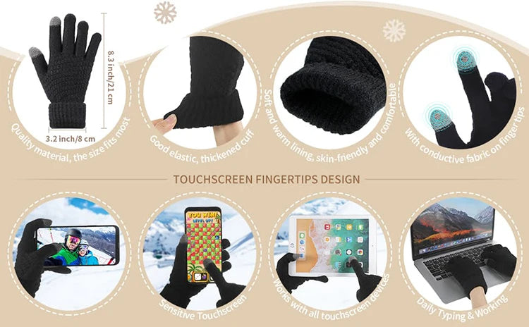 Winter Men Women Thick Beanie Hat Knitted Hat Winter Cap Beanie Female Wool Neck Scarf Cap Balaclava Mask Bonnet Hats Set