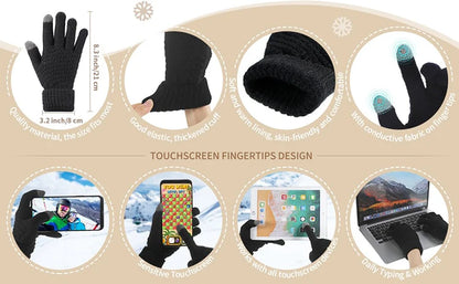 Winter Men Women Thick Beanie Hat Knitted Hat Winter Cap Beanie Female Wool Neck Scarf Cap Balaclava Mask Bonnet Hats Set