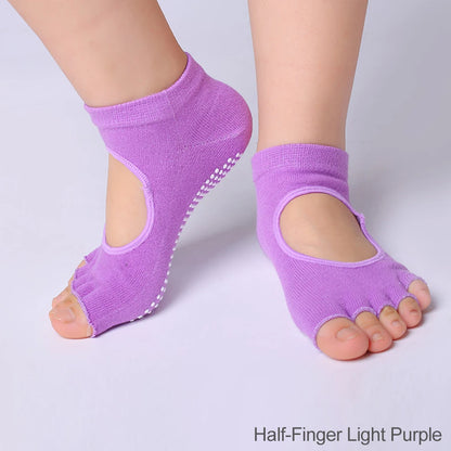 Women Colorful Yoga Socks Non-Slip Ladies Dance Socks Cotton Healthy Sports Five-toed Socks