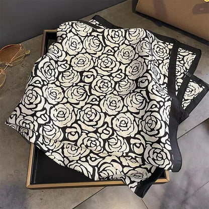 Square imitation silk scarf scarf for women multi-functional multi-floral silk texture scarf