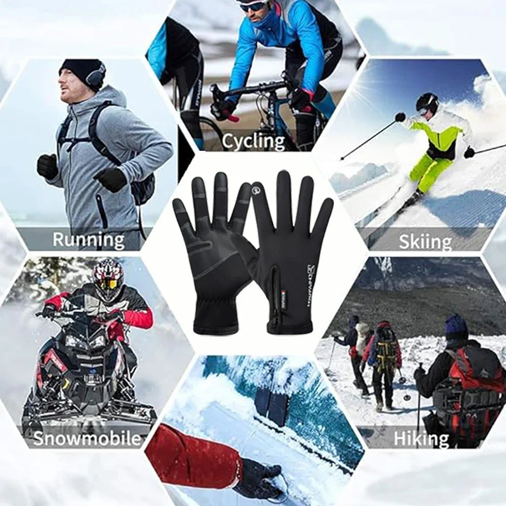 Winter Warm Touch Screen Gloves Outdoor Windproof Waterproof Cold-proof Gloves Men Driving Cycling Fishing Ski Gloves