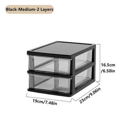 2-6Layers Medium Desktop Storage Box with Drawer Heightened Table Organizer Plastic Office storage cabinet  for home Stationery