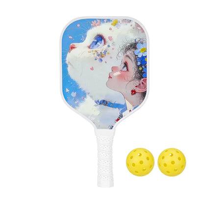 Kids Pickleball Paddles Cute with Small Grip Lightweight Pickleball Rackets Honeycomb Core Fiberglass Set for Children