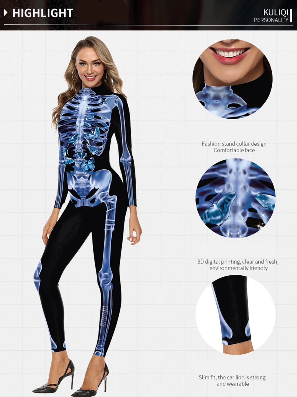 Women's Halloween Horror Role Bloodstained Jumpsuit Scary Cosplay Costume Bodysuit Uniform for Party