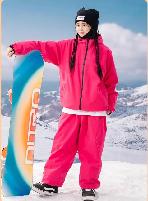 John snow 2024 New Male female couple Single and double board Ski suit set Loose type waterproof keep warm Ski pants ski jackets