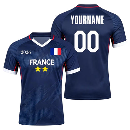 2026 France Flag Print Football Jersey Custom Name Number Quick Dry Sports Tees For Soccer Fans Training Uniform Dropshipping