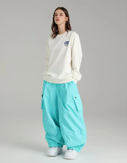 Ski Pants Elastic Waist Snowboard Wear Women Men Casual Solid Snow Pants Baggy Hip Hop Ski Clothing Loose Hipster Snow Trousers