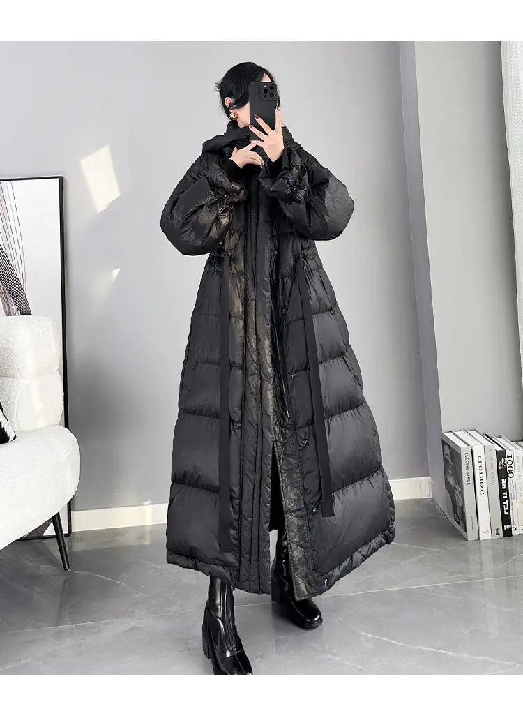 2025 New Women's Winter Black Down Jacket Women's Hooded White Duck Down Coat Windbreak Women Thicken Parker Overcoat