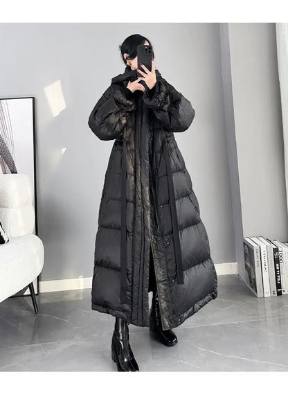 2025 New Women's Winter Black Down Jacket Women's Hooded White Duck Down Coat Windbreak Women Thicken Parker Overcoat