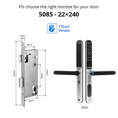 Waterproof TTLock Outdoor Gate Fingerprint Bluetooth APP RFID Code Keyless Electronic Smart Door Lock for Glass Aluminum Sliding