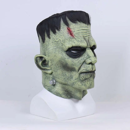Halloween Frankenstein Cosplay Monster Costume Dr. Frank Mens Roleplay Outfit Mask Mad Scientist Green Suit Movie Party Scary