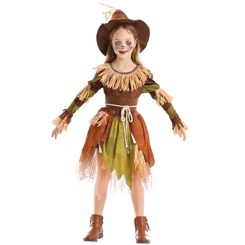 custom Halloween Kid Scarecrow Scary Costume Purim Boy Girl Movie Scarecrow Ghost Killer Cosplay Children's Day Performance ZML