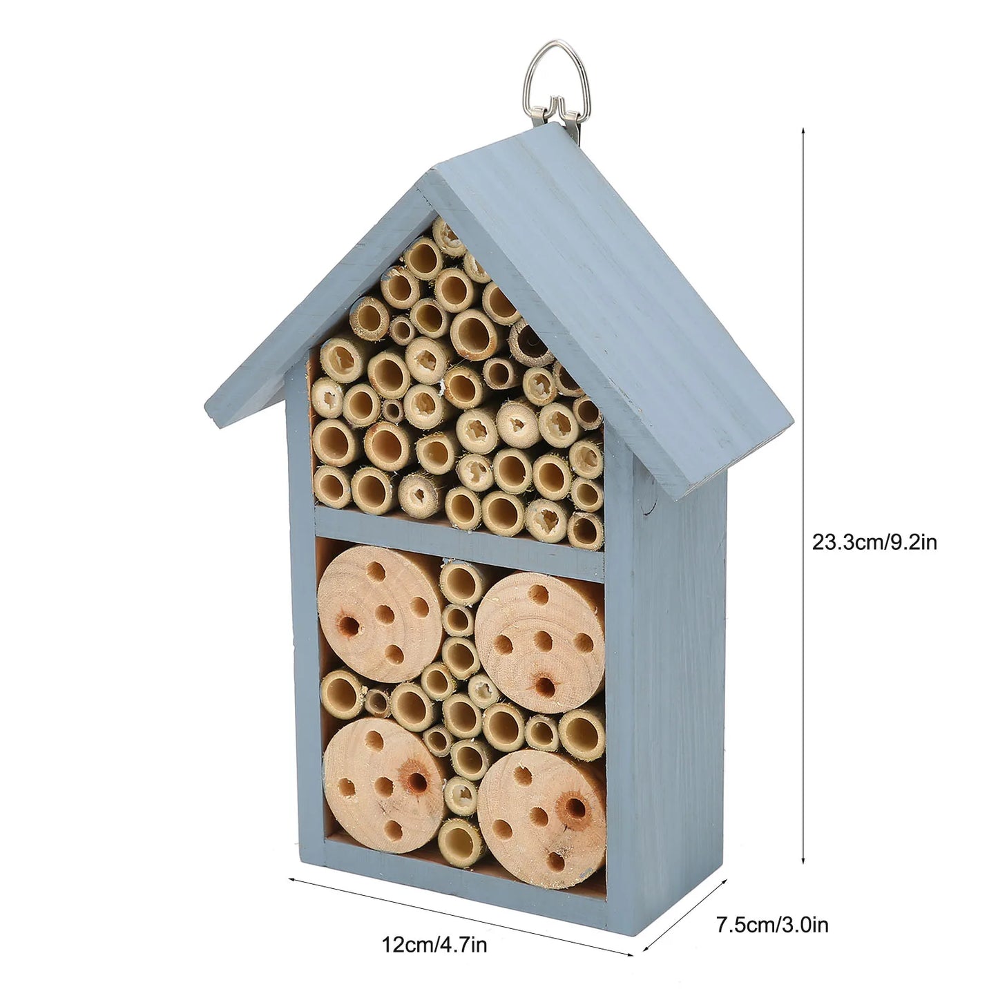 Wooden Insect House Hanging Insect Hotel Shelter 23.3x12x7.5cm for Butterflies Bees Garden Supplies