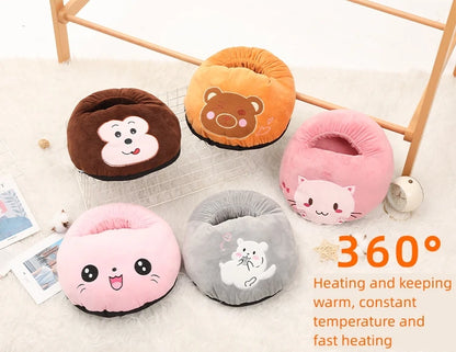USB Electric Heater Foot Warmer Charging Power Fleece Cartoon Cat Warm Foot Cover Feet Heating Pads For Home Bedroom Sleeping
