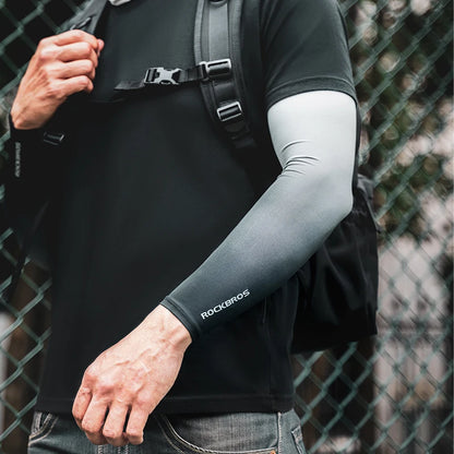 ROCKBROS Bicycle Arm Sleeves Ice Silk Sun UV Protection Sports Cycling Arm Sleeves Cover Breathable Running Fitness Arm Sleeves