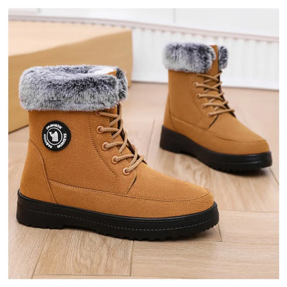 Winter New Women's Thick Plush Cotton Boots and Mid Top Warm Snow Boots Are Fashionable  Trendy  and Upgraded for Warmth