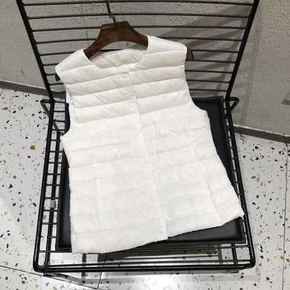 2025 New Women Sleeveless Puffer Jacket Spring Winter Female 90% White Duck Down Ultra Lightweight Packable Warm Down Liner Vest