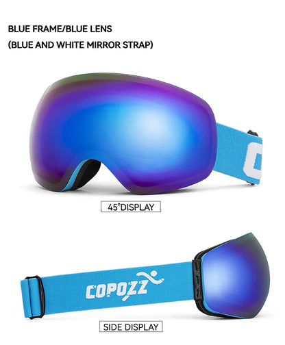Frameless Anti-Fog Ski Goggles Night Lens Box Set 100% UV400 Protection Ski Snowboard Anti-Slip Strap Snow Goggles for Men Women