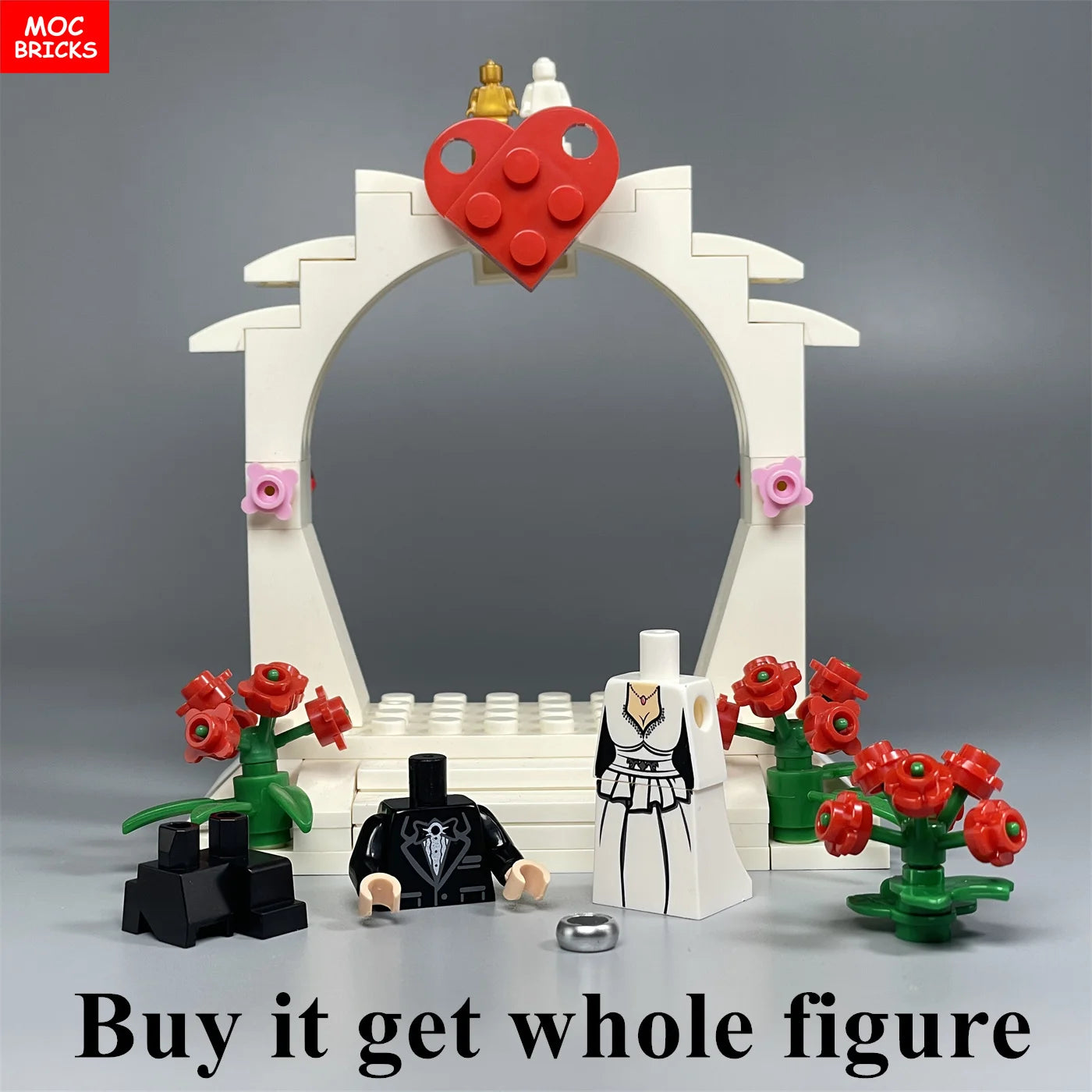 MOC Bricks Figure bracelet diamon bride groom Marriage Marry wedding Chain Building Blocks Assembled Kids Friends Toys Gift