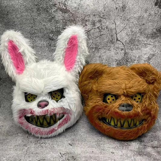 Cartoon Bear Rabbit Halloween Cosplay Face Mask Fancy Party Stage Make-up Scary Head Cover Carnival Costume Prop Masquerade Mask