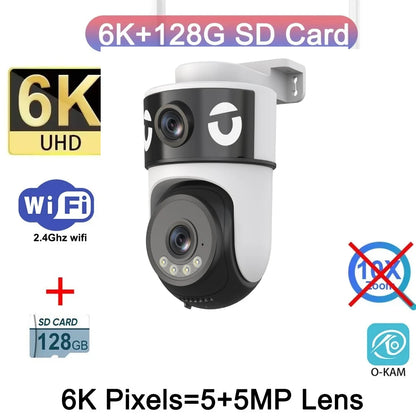 Outdoor 10K WiFi6 Camera 20MP 10X Optics Zoom Three Screen Four Len PTZ Automatic Tracking 6K Dual Lens Waterproof Security CCTV