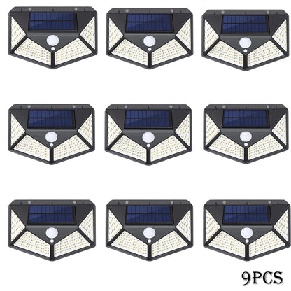 1-12 Pack Solar Lights Outdoor 100 LED Wall Lamp Motion Sensor Lights Waterproof Solar Street Light for Garden Porch Yard Garage