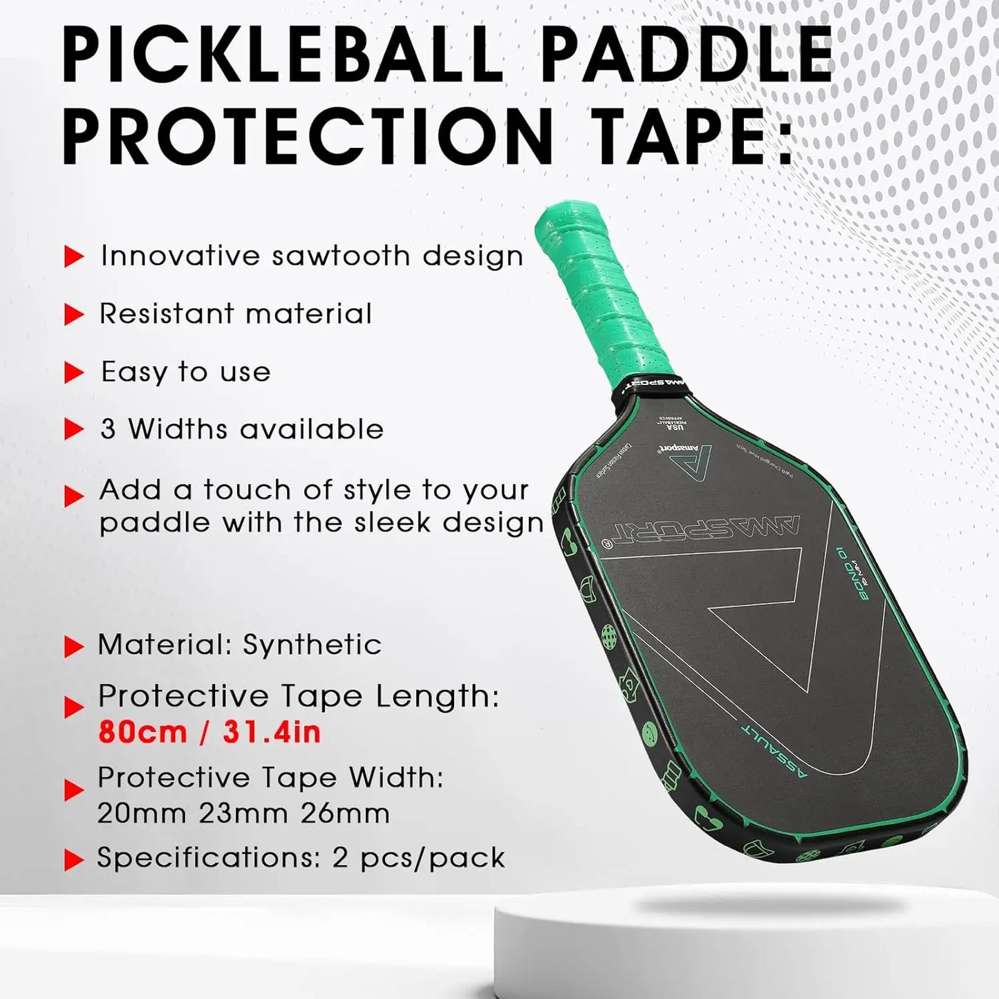 Pickleball Paddle Protection Tape - Paddle Head Edge Guard - Racket Edge Protection Tape -Pickleball Lead Tape- 2 Units Pack