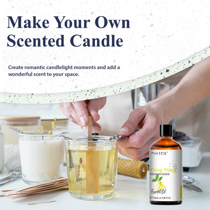 PHATOIL 100ml Pure Aromatherapy Essential Oil For Diffuser, Massage & Skin Care-Eucalyptus Peppermint Vanilla Bergamot Tea tree