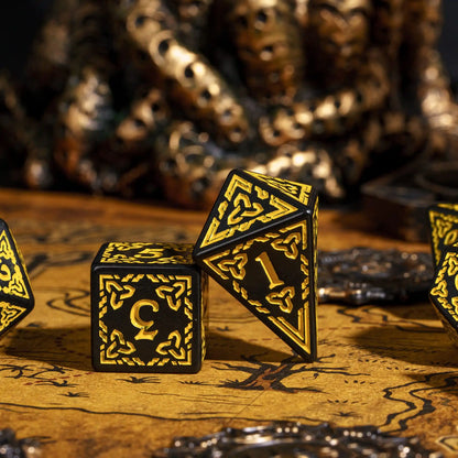 DND Celtic Knot Dice with Unique D4 7Pcs/Set New Pattern D4- D20 Polyhedral Dice for Role Playing Board Game D&D Tabletop Games