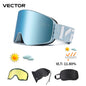 VECTOR Brand Double Layer Anti Fog Magnetic Absorption Cylindrical Ski Goggles UV400 Men Women Ski Glasses Snowboard poc glasses