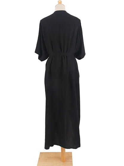 New Boho Beach Kimono Swimwear Women Cotton Holiday Summer Women's Tunic Beachwear Outfits Solid Oversize Cover-Ups