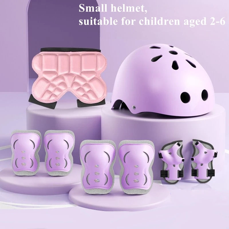 2-14 years Old Bike Helmet Set Skateboard Knee Pads Protective Gear Set Kids Wrist Guards Sport Cycling Roller Skating Scoote