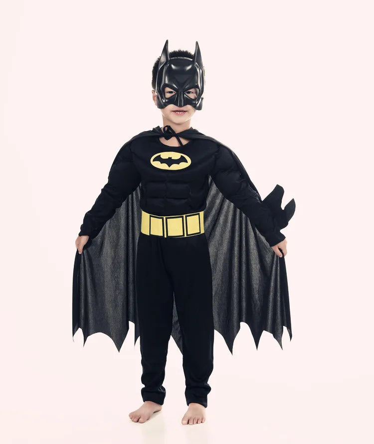 Cartoon Heroes Cosplay Costumes Boys Jumpsuit Bat Costume Set With Cardigan Mask Men Halloween Carnival Girls Party Gifts