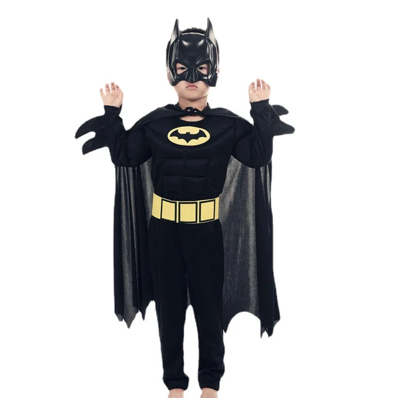 Cartoon Heroes Cosplay Costumes Boys Jumpsuit Bat Costume Set With Cardigan Mask Men Halloween Carnival Girls Party Gifts