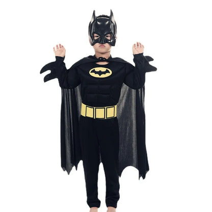 Cartoon Heroes Cosplay Costumes Boys Jumpsuit Bat Costume Set With Cardigan Mask Men Halloween Carnival Girls Party Gifts