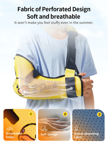 VELPEAU Kids Arm Sling Shoulder Immobilizer with Waist Strap, Sponge Filled Design, Arm Support Brace for Children, Boys, Girls