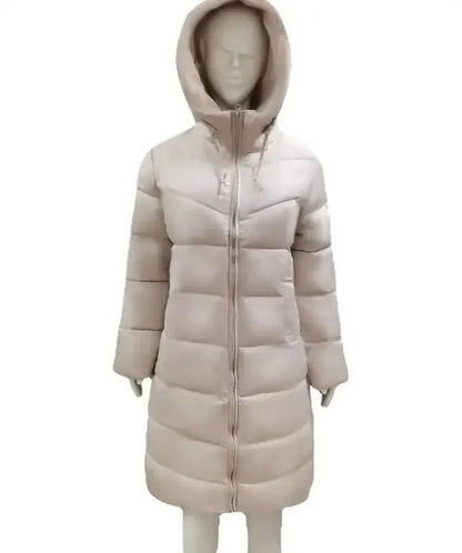 New Hooded Down Coats Women Medium Long Slim Fit Down Parkas Winter Warm Solid Casual Zipper Coat Stylish Outwear Autumn Jackets